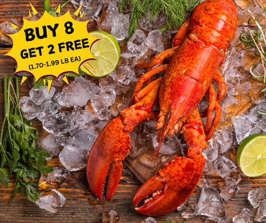 Buy 8 Fresh Lobsters (Size 1.71-1.99 lb) | Get 2 Free