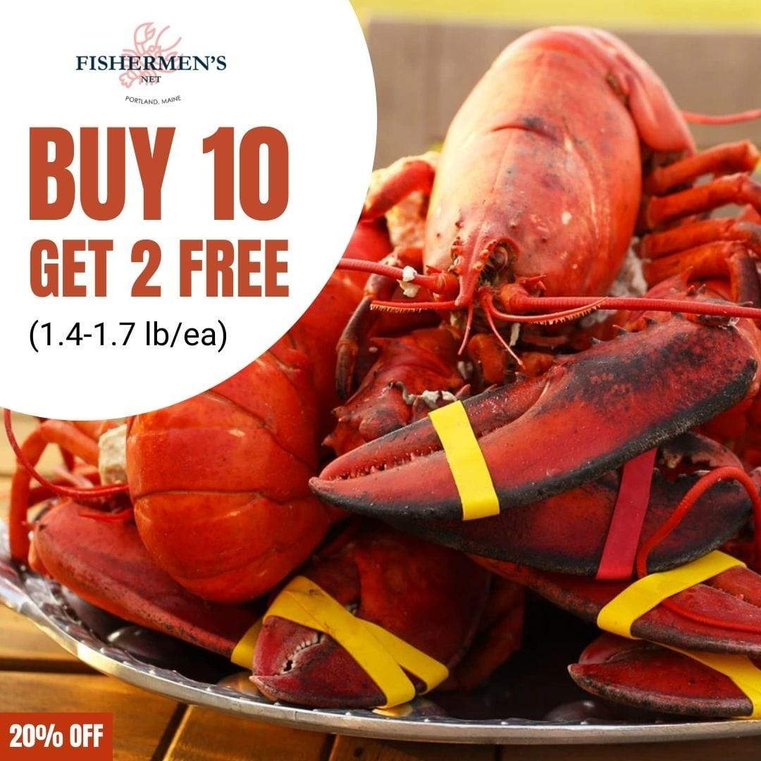 Buy 10 Fresh Lobster (Size 1.4-1.7 lb) | Get 2 FREE – Fishermen's Net